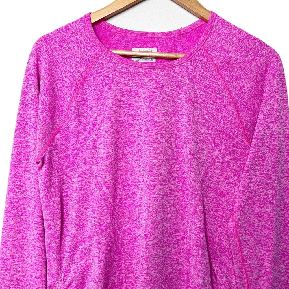 Athleta Momentum Long Sleeve Pink Heather‎ Space Dye Ruched Top Womens Size L